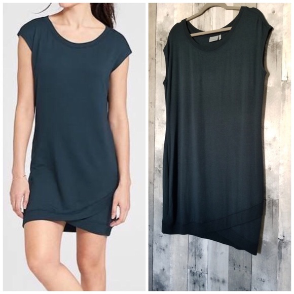 Athleta Dresses & Skirts - Athleta Criss Cross Abyss Green Dress Size L, EUC